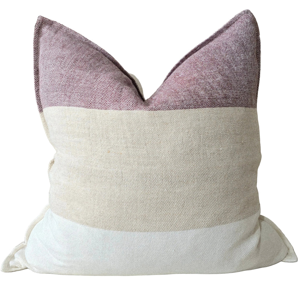 PREORDER END OF JANUARY DROP |LUMERE Yarn-Dyed Linen Cushion 55cm Square - Dusty Mauve | Natural | Off White