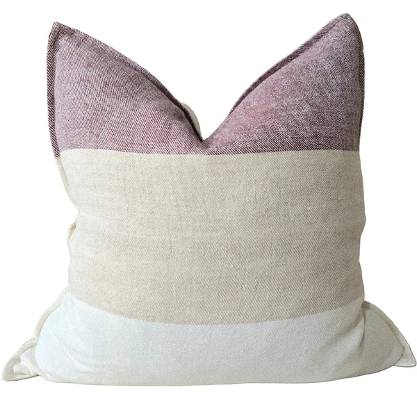 PREORDER END OF JANUARY DROP |LUMERE Yarn-Dyed Linen Cushion 55cm Square - Dusty Mauve | Natural | Off White