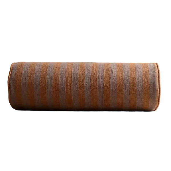 PREORER MID MAY | Arden Linen Cotton Cushion Bolster 60cm Length - Terracotta | Earthy Brown