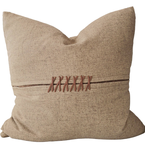 Elara Cushion 55cm Square - Dark Clay | Hand Cross-Stitch