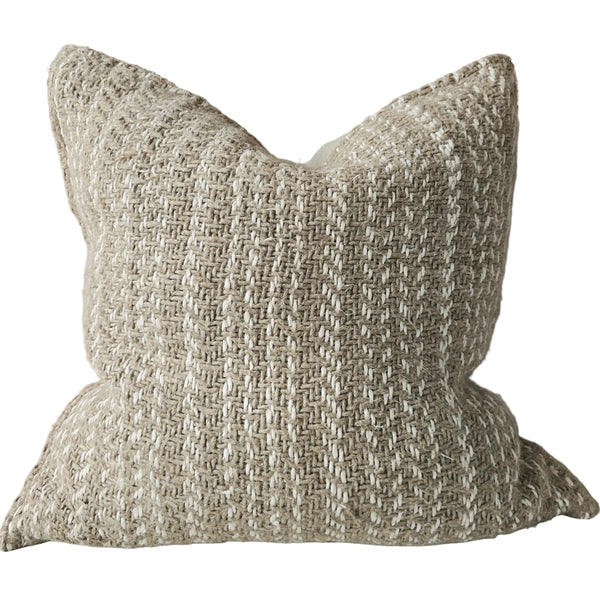 The Grounded Hand-loomed Rustic Texture Pure French Linen 55cm Square - Broken Twill Stripe