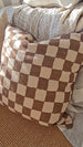 Classic Checkerboard Cushion 55cm Square - Chocolate Brown | Beige