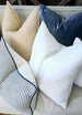 PREORDER SEPTEMBER DROP- Millie Embroidery Linen Cotton Cushion 55cm Square - White | Blue | Mellow Yellow