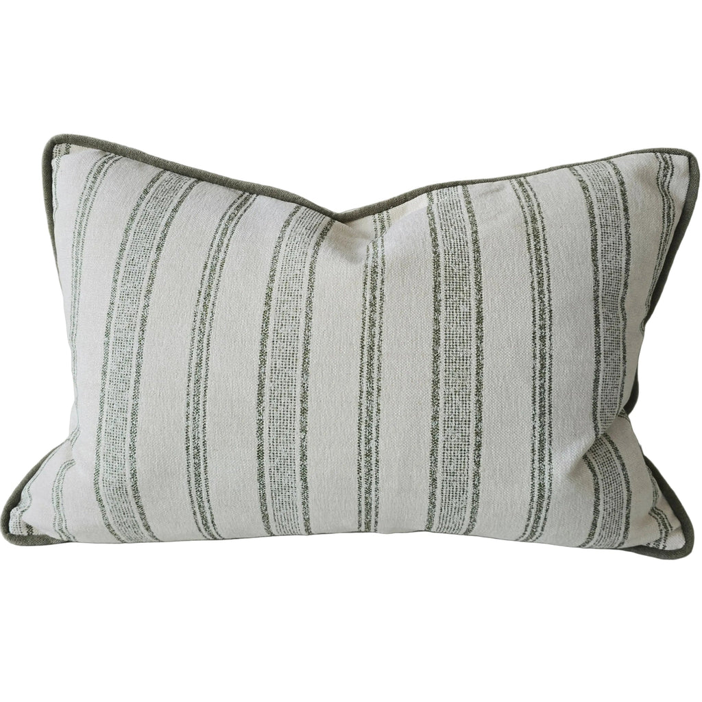 Mingarri Stripe Cushion 40x60cm Lumbar - Sage Green | Cream White
