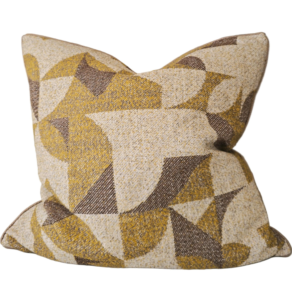 Cleo Cushion 55cm Square - Chocolate Brown | Mustard Yellow | Beige