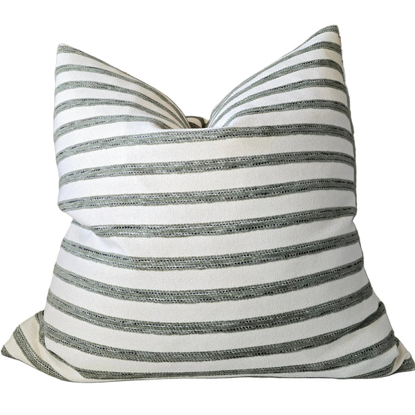 Atlas Cushion 55cm Square - Beige | Sage Green Stripe