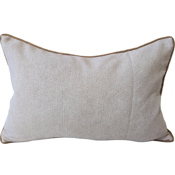 Hailey Linen Chenille Cushion 40x60cm Lumbar  - Natural with Bosc Pear Piping