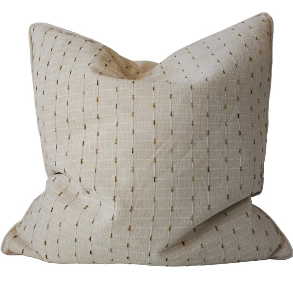 Annie Cushion 55cm Square - Warm Beige with Warm Stitching