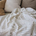 Everly Pure Linen Fringe Reversible Throw 140cm x 220cm - White | Black Striped