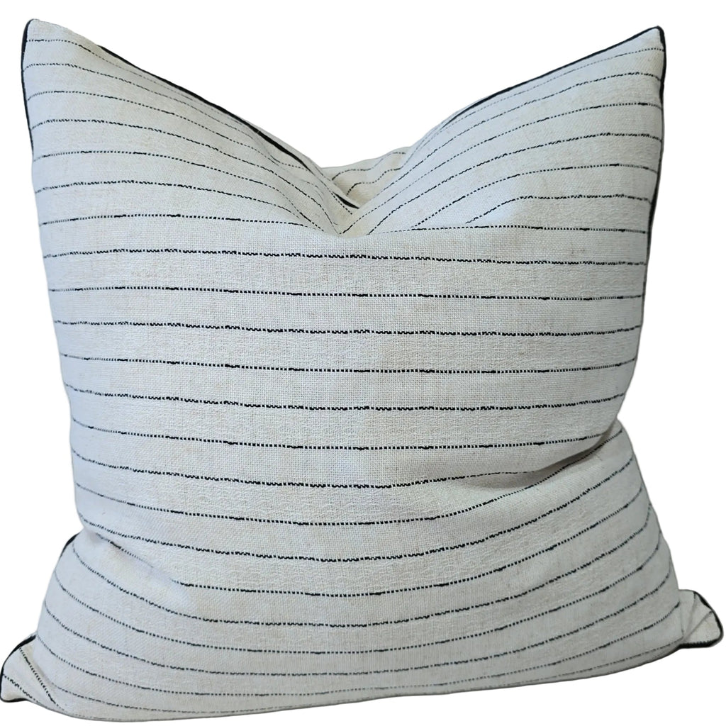 Callie Linen Blend Cushion 55cm Square - Dark Charcoal Stripe