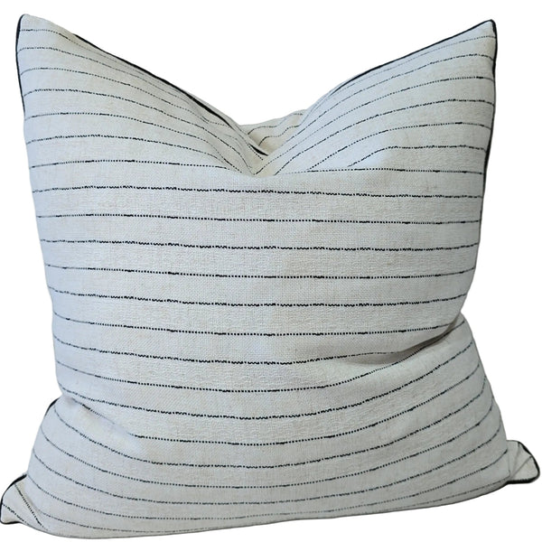 Callie Linen Blend Cushion 55cm Square - Dark Charcoal Stripe