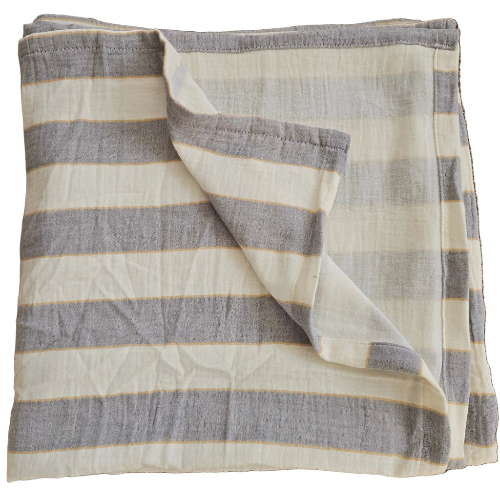 Eloise Cotton Massive Throw 150cm x 230cm - Stone Blue Grey | Turmeric | Cream White
