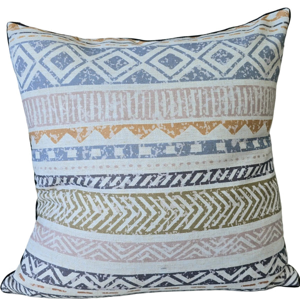 Tribal Linen Blend Cushion 55cm Square - Slate Blue | Ochre | Dusty Pink | Olive Green