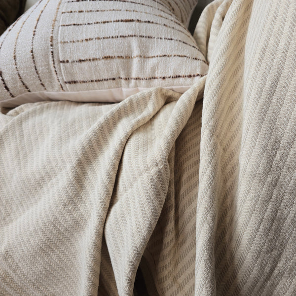 Ellie Linen Cotton Massive Throw Bedcover 150x230cm  | Off White