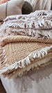 LIMITED EDTION - Eliana Muslin Cotton Texture Throw 150cm x 200cm - Warm Neutral