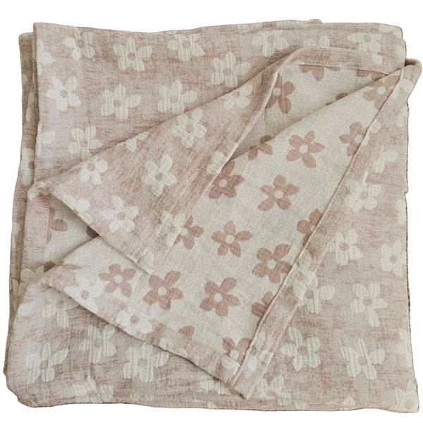 Daisy Cotton Massive Throw 150cm x 230cm - Blush Pink | Cream White