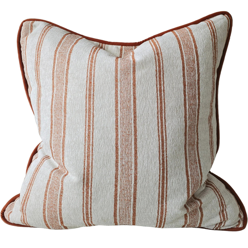 Mingarri Stripe Cushion 55cm Square - Terracotta | Cream White