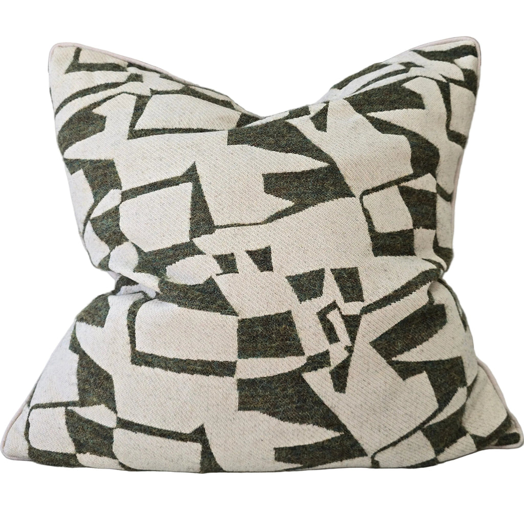 Zola Cushion 55cm Square - Olive Green | Off-White