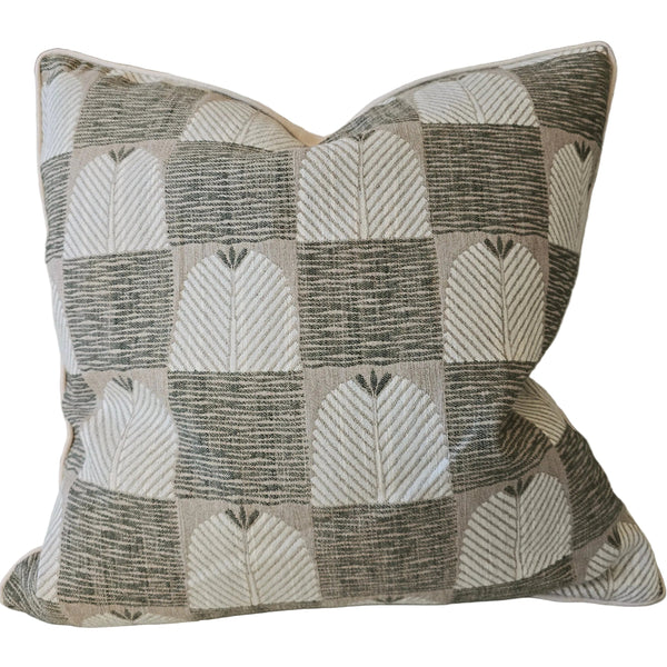 Palma Arch Cushion 55cm Square - Muted Olive Green | Natural