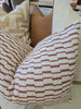 Mosaic Jacquard Linen Cotton Cushion 55cm Square - Reddish Brown | Off White