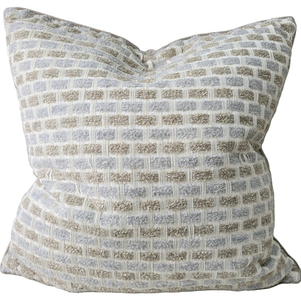 Lattice Cushion 55cm Square - Beige | Blue Grey