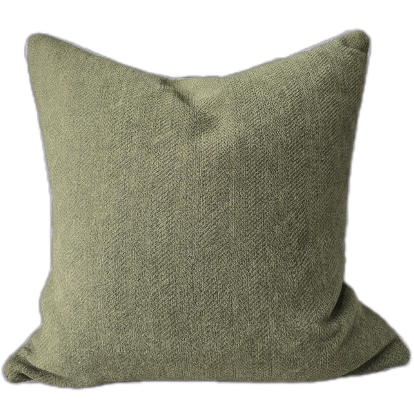 Hailey Linen Chenille Cushion 55cm Square - Olive Green with Natural Piping