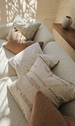 Chloe Cushion 55cm Square - Warm Beige and Off-White Fine Stripes