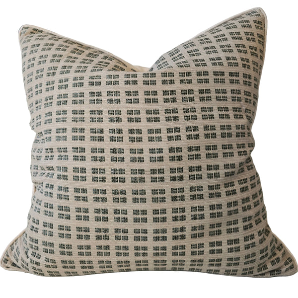 Summer Solace Cushion 55cm Square - Sage Green Dash | Natural