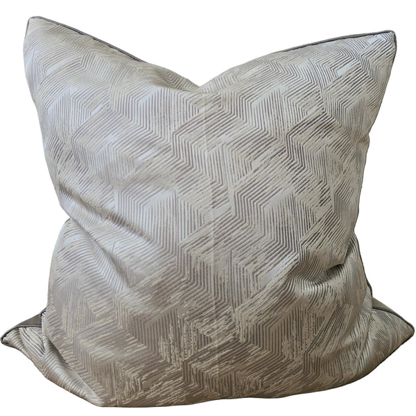 Labyrinth Geometric Cushion 55cm Square - Silver Grey