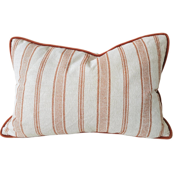 Mingarri Stripe Cushion 40x60cm Lumbar - Terracotta | Cream White