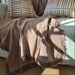 Tribal Artisan Block Printed Heavy Weight Pure French Linen Cushion 55cm Square - Mocha Mousse | Dark Brown Dotted