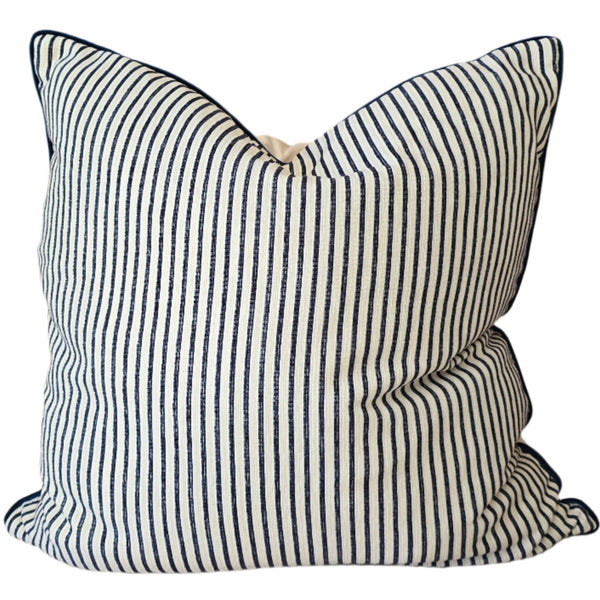 Remi Cushion 55cm Square - Navy Blue Striped