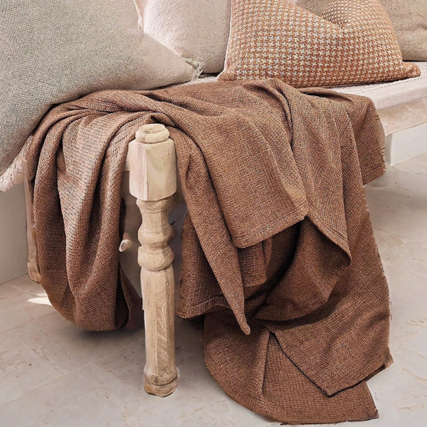 Dariana Linen Blend Throw 150cm x 240cm - Rosewood