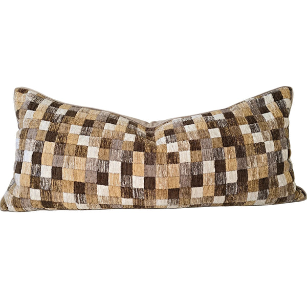 The Mocha Mosaic Luxe Velvet Long Lumbar 40x90cm - Chocolate | Tan | Khaki