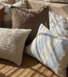 Estella Linen Blend Cushion 40x60cm Lumbar - Natural Beige | Pastel Blue