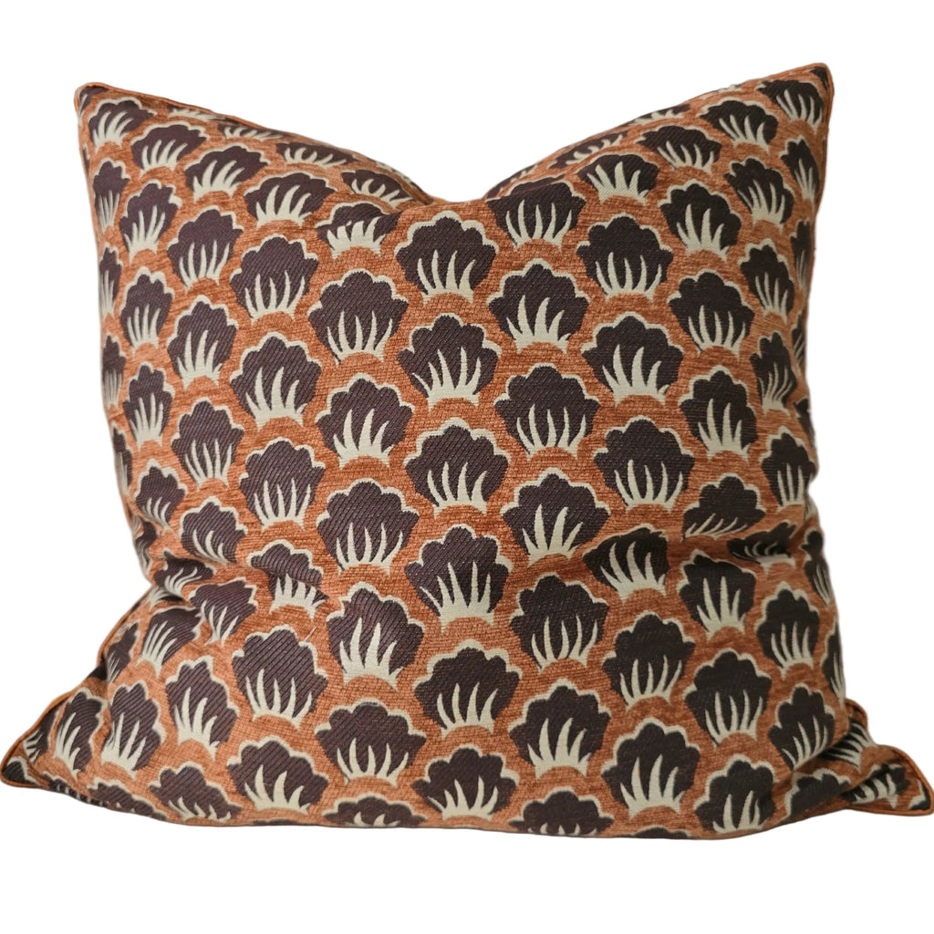 Retro Scallop Cushion 55cm Square - Rust | Chocolate Brown | Cream