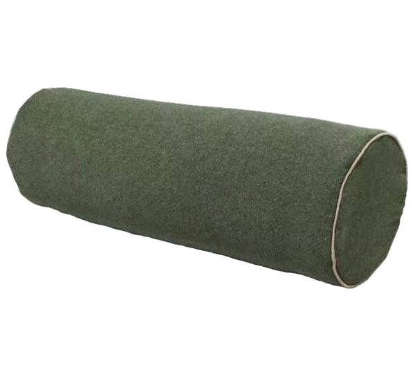 PREORDER MID OCT DROP | Hailey Linen Chenille Cushion Bolster 60cm Length - Moss Green with Natural Piping