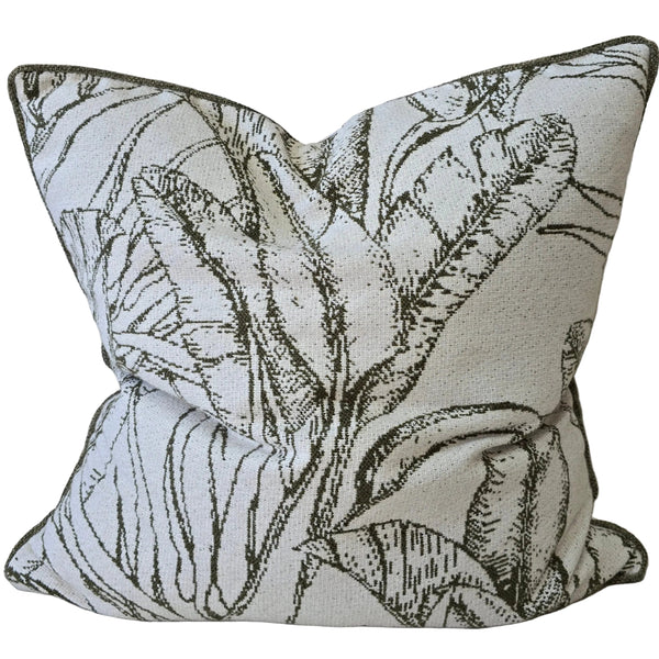 Olive Canopy Leaf Cushion 55cm Square - Deep Olive Green
