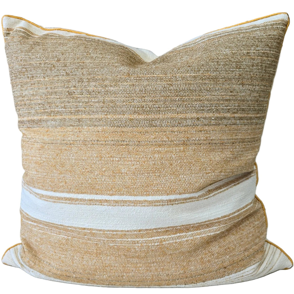 Isla Texture Woven Cushion 55cm Square - Ochre | Mustard | White