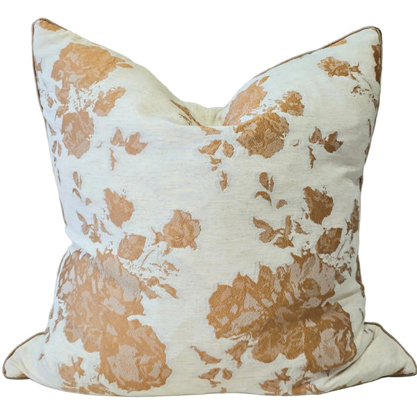 Vintage Floral Cushion 55cm Square - Ochre