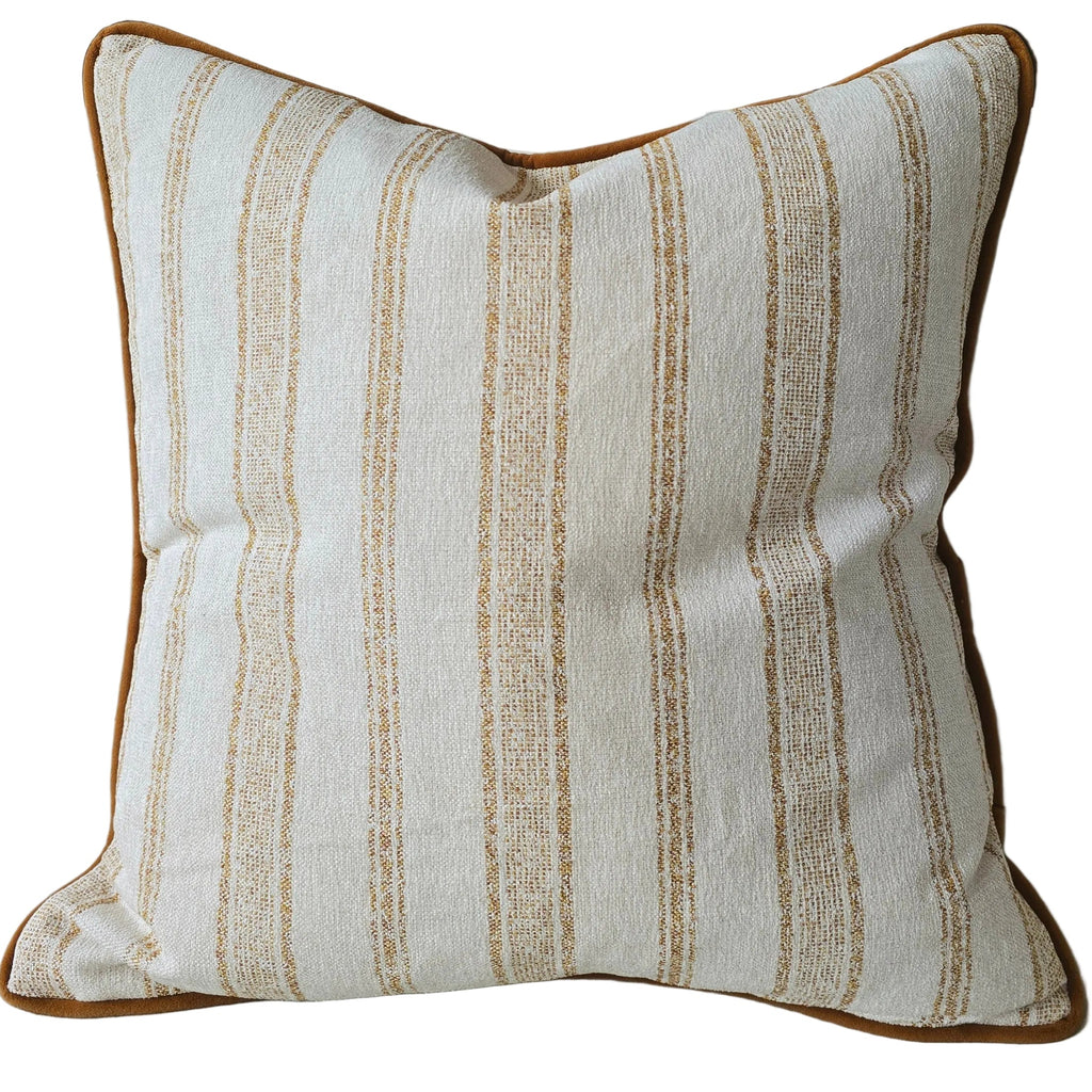 Mingarri Stripe Cushion 55cm Square - Golden Ochre | Cream White