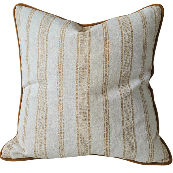 Mingarri Stripe Cushion 55cm Square - Golden Ochre | Cream White