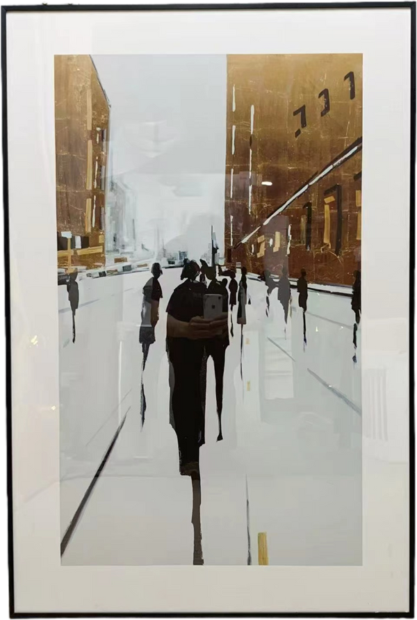 P049 Black Framed Perspex Glass Canvas Art Print 120 cm x 80 cm