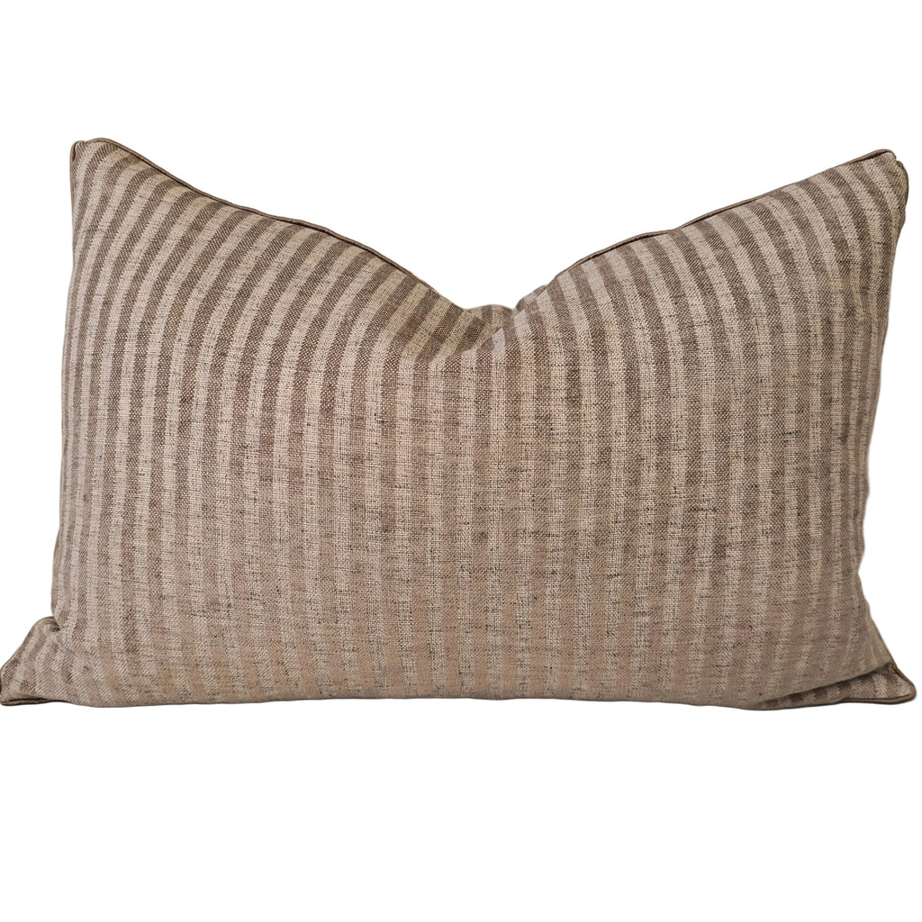 Clara Linen Blend Cushion 40x60cm Lumbar - Light Cream | Mocha