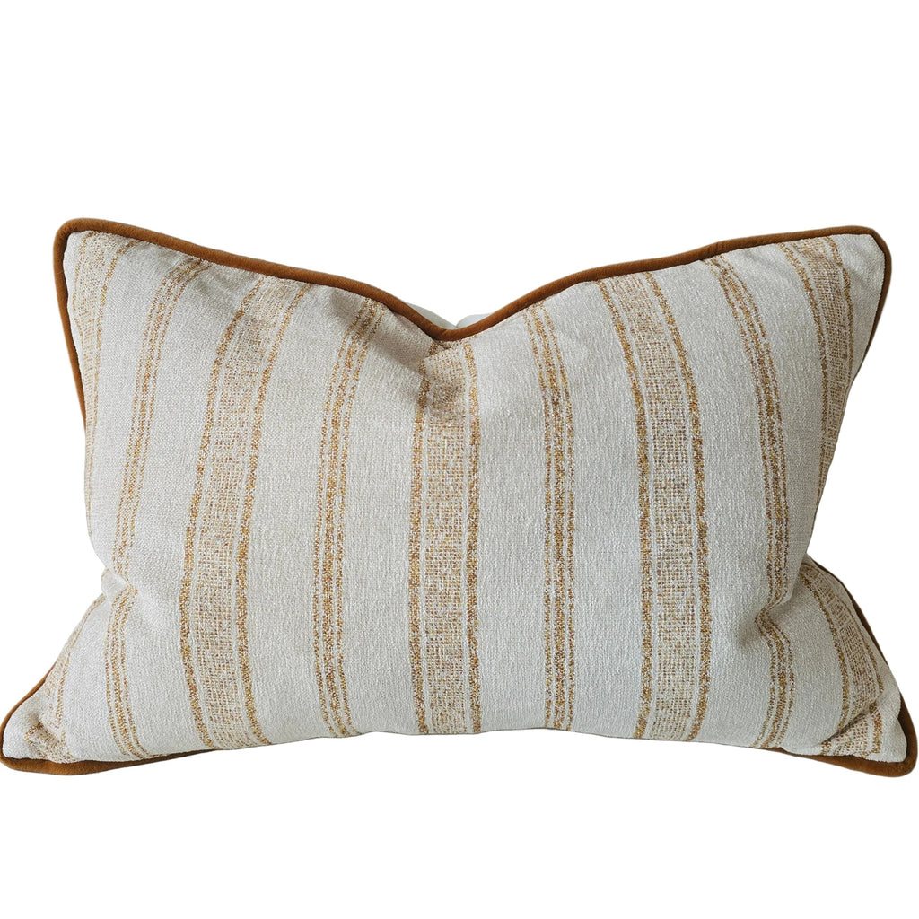 Mingarri Stripe Cushion 40x60cm Lumbar - Golden Ochre | Cream White