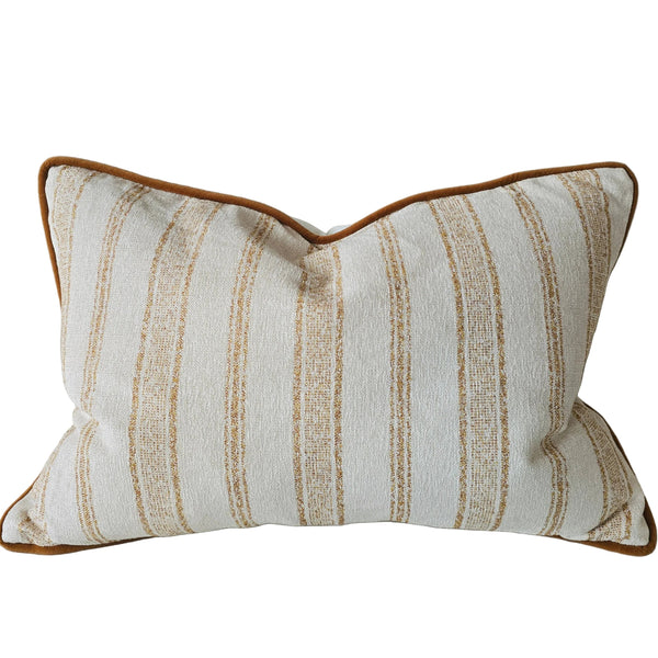 Mingarri Stripe Cushion 40x60cm Lumbar - Golden Ochre | Cream White