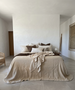 Sahara Linen Cotton Quilted Bed Cover Massive Blanket Coverlet Set 240cm x 260cm +2 Pillowcases - Warm White