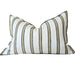 Lola Pure Linen Cushion 40x60cm Lumbar - Olive Green & Black Striped | White Base