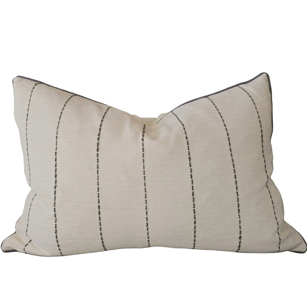 Ayla Cushion 40x60cm Lumbar - Deep Green Stripe | Cream White