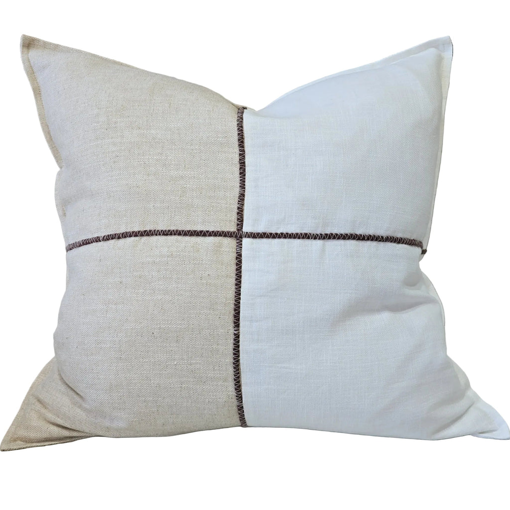 Clara Linen Cushion 55cm Square - Natural | White